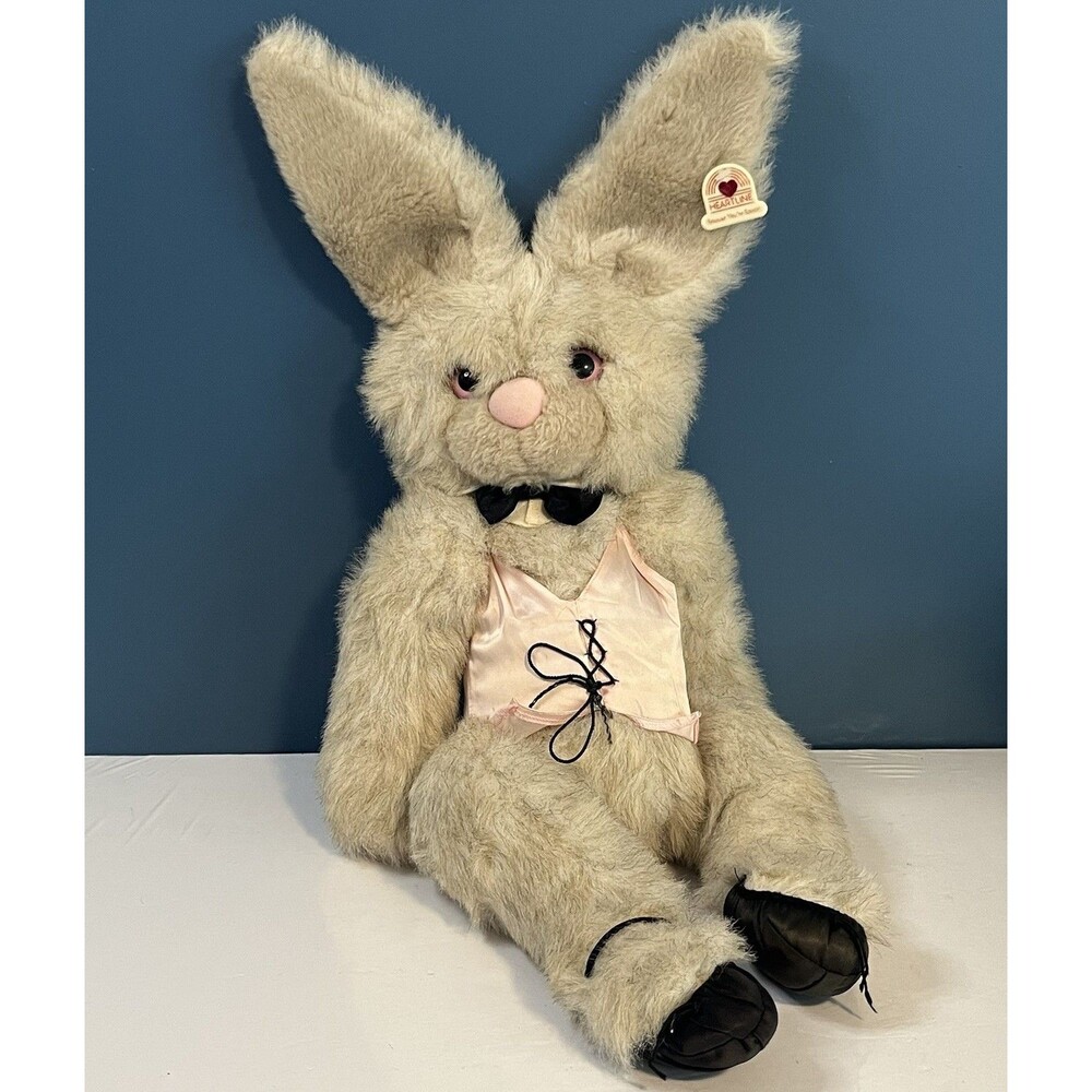 Heartline Snuggables 24” Jointed Bunny Rabbit Plush Ballerina Pink Eyes 1987